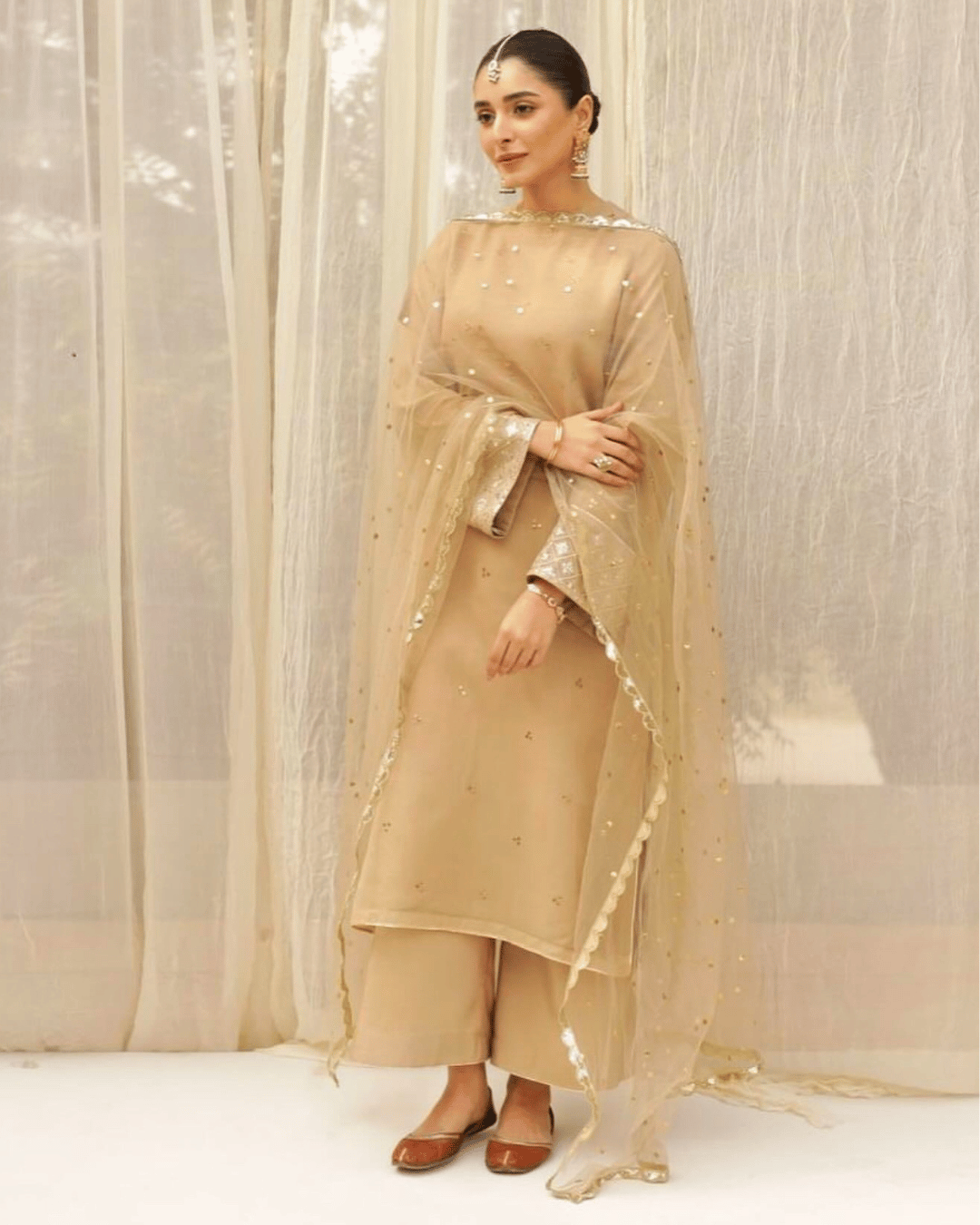 Golden Grace β Luxury Embroidered Suit for Women