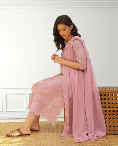 Rosy Bloom – Elegant Stitched Suit for Women 2pcs Stich Suit