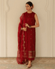 Royal Red Maroon Attire – Luxury 3-Piece Suit for Women 2pcs Stich Suit