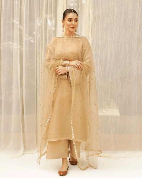 Golden Grace – Luxury Embroidered Suit for Women