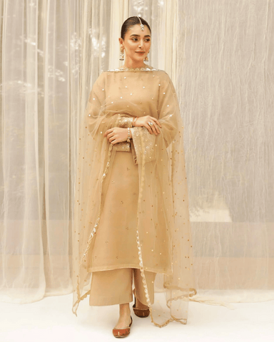 Golden Grace – Luxury Embroidered Suit for Women