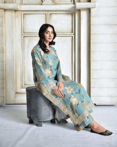 Zink Flora – Stylish Summer Suit for Women 2pcs stitch Suit