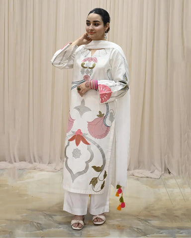 Noor-e-Safayd | Elegant Embroidered Suit for Women 2pcs Stich Suit