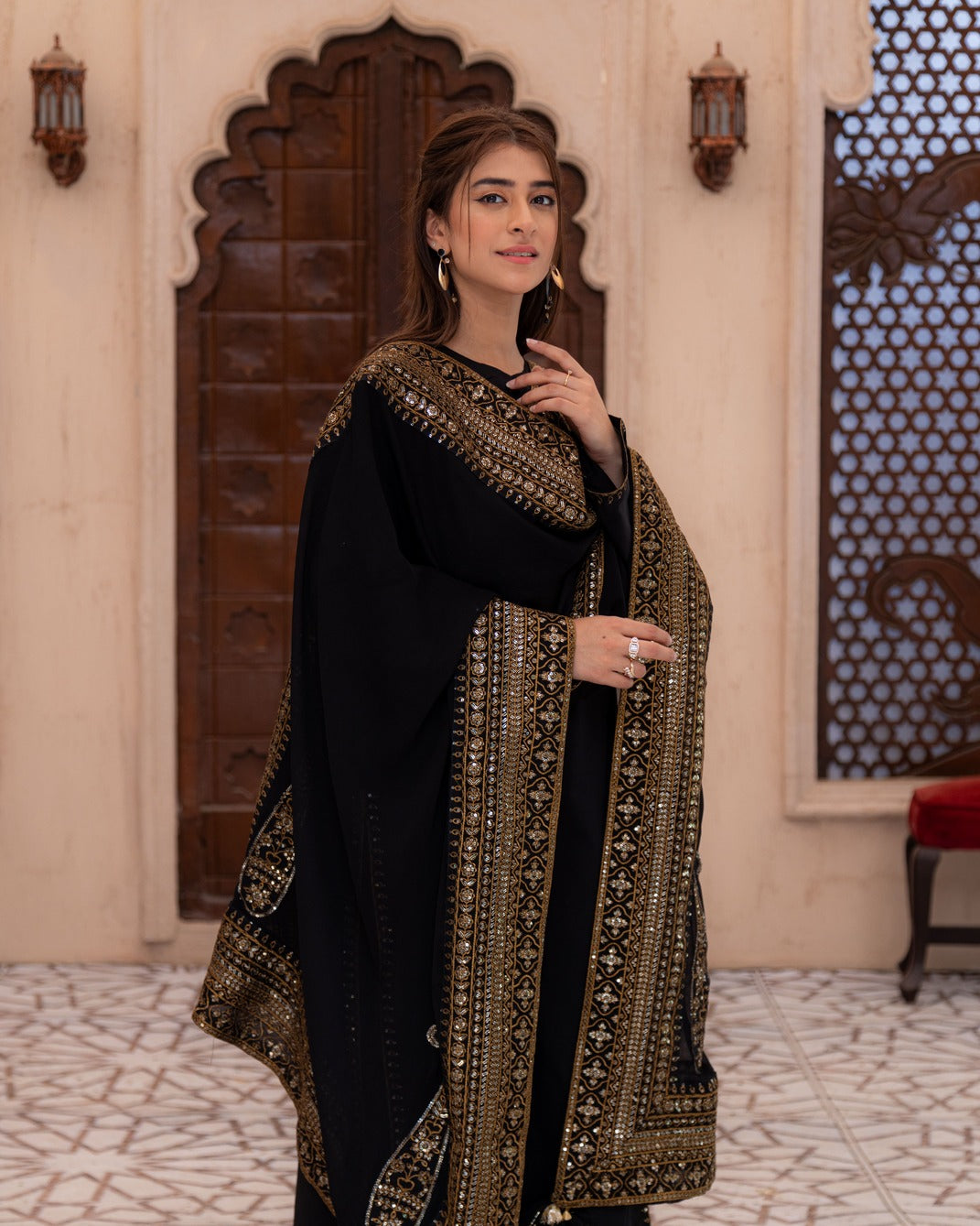 Black Mystique – Luxury Embroidered Suit for Women