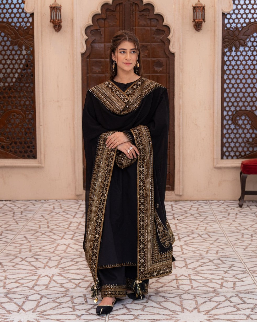 Black Mystique – Luxury Embroidered Suit for Women