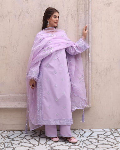 Noor-e-Eid / lilac bloom – Festive Embroidered Suit for Women 2pcs Stich Suit