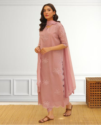 Rosy Bloom – Elegant Stitched Suit for Women 2pcs Stich Suit