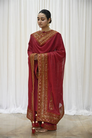 Mahroon Mystique | Embroidered Suit 2pcs Stich Suit